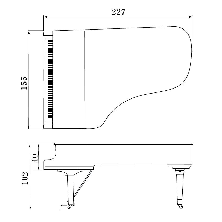 Аренда Рояля Yamaha C7 Размеры