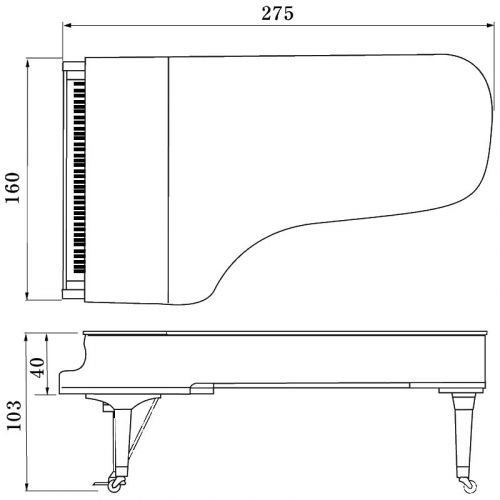 Аренда Рояля Yamaha CFX Размеры Size